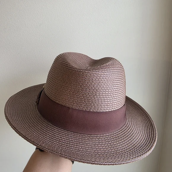 Montique H-42 Mens Straw Fedora Hat Brown